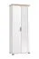 Armoire penderie Banat 18 avec porte miroir | Blanc/Blanc brillant/Chêne Artisan | 194,5 x 75 x 41 cm | Barre extensible
