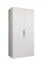 Armoire / Penderie à portes battantes Korab 03, Couleur : Blanc, un compartiment, deux portes, Poignées : Noir, largeur 1 mètre, une tringle à vêtements, fonction Soft-Close
