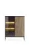 Vitrine au design élégant Chelmsford 06, Couleur : Noir / Chêne - dimensions : 126 x 104 x 39 cm (h x l x p), avec fonction push-to-open