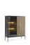 Vitrine au design élégant Chelmsford 06, Couleur : Noir / Chêne - dimensions : 126 x 104 x 39 cm (h x l x p), avec Fonction push-to-open