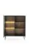 Vitrine au design élégant Chelmsford 06, Couleur : Noir / Chêne - dimensions : 126 x 104 x 39 cm (h x l x p), avec Fonction push-to-open