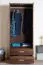 Armoire avec moulures décoratives en pin massif couleur noyer Columba 01 - dimensions 195 x 80 x 59 cm