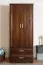 Armoire avec moulures décoratives en pin massif couleur noyer Columba 01 - dimensions 195 x 80 x 59 cm
