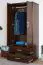 Armoire avec moulures décoratives en pin massif couleur noyer Columba 01 - dimensions 195 x 80 x 59 cm