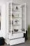 Salle à manger blanche complète - Ensemble F Junco, 8 pièces de style rustique, en pin massif, 1 étagère, 1 vitrine, 1 commode, 1 table de salle à manger, 4 chaises
