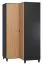 Armoire d’angle Leoncho 40 | Noir & Chêne | 195 x 102 x 104 cm | Soft Touch & LED intégrée