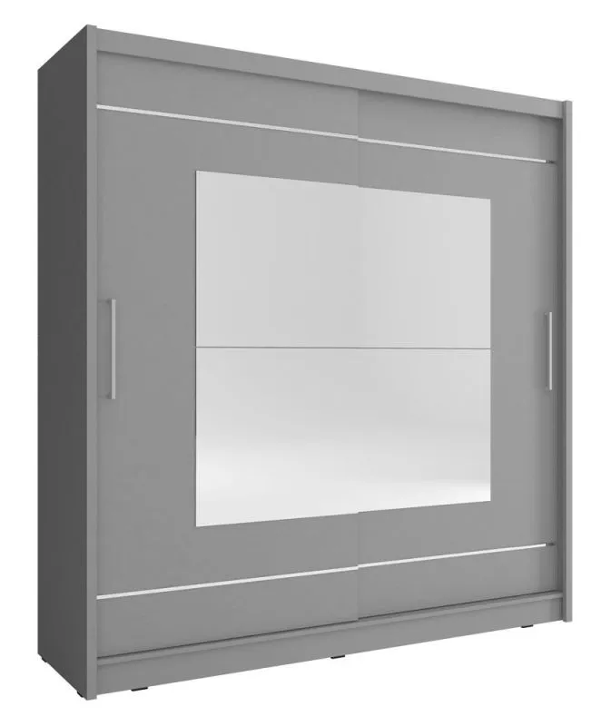 Armoire à cinq casiers Warbreck 61, Couleur : Gris - Dimensions : 200 x 180 x 62 cm (h x l x p), avec miroir
