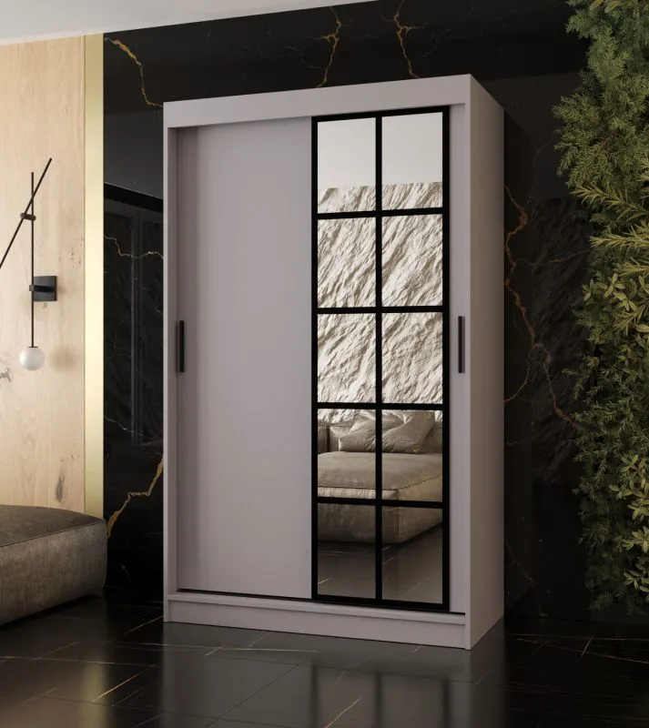 Armoire à portes coulissantes / Cachemire / 5 compartiments / 2 tringles / Finition haut de gamme / 120 x 62 x 200 cm / Armoire / Porte miroir / Design moderne