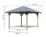 Pavillon carré, couleur naturelle KDI, dimensions : 271 x 271 cm (L x l), surface au sol : 7,34 m².