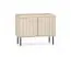 Banc étroit avec espace de rangement / Armoire à chaussures Petkula 16, Couleur : Beige clair, Poignées : Or mat, protection des bords ABS, Pieds : Noir, deux compartiments, assise rembourrée