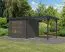 Abri de jardin en bois avec toit en tôle trapézoïdale, épicéa nordique gris terra/anthracite, coins renforcés en métal, porte à double battant avec serrure à cylindre, 5,05 m².