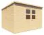 Abri de jardin à toit plat en bois avec plancher, naturel, Cabane de jardin en éléments, 3,37 x 2,90 mètres, double porte avec verre de sécurité