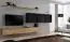 Paroi de salon avec suffisamment d'espace de rangement Kongsvinger 51, couleur : chêne wotan / noir brillant - dimensions : 150 x 340 x 40 cm (h x l x p), avec système push-to-open