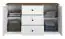 Commode Oulainen 06, Couleur : Blanc / Chêne - Dimensions : 86 x 150 x 40 cm (h x l x p), avec 2 portes, 3 tiroirs et 4 compartiments
