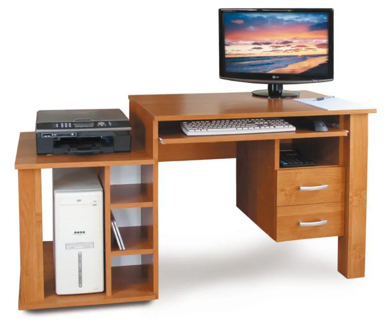 Bureau Banjaran 34, couleur : aulne - Dimensions : 75 x 140 x 60 cm (H x L x P)