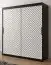 Armoire au design raffiné Mulhacen 60, couleur : Noir mat / Blanc mat - Dimensions : 200 x 180 x 62 cm (h x l x p), avec 10 compartiments