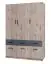 Tripoli 02 armoire à portes battantes / penderie, Couleur : Chêne / Gris - Dimensions : 198 x 136 x 54 cm (H x L x P)