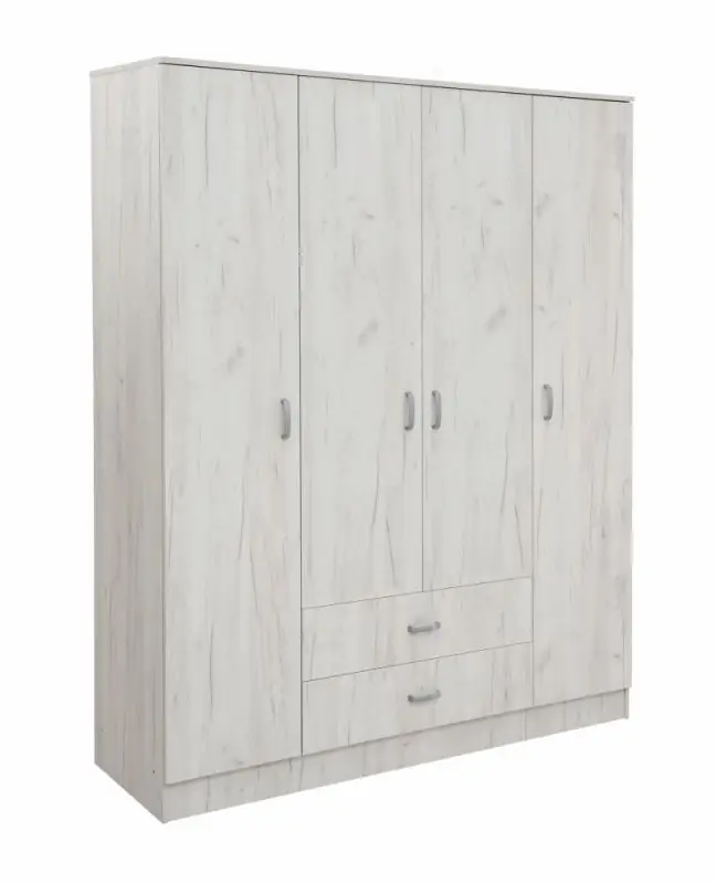 Armoire à portes battantes / armoire Sidonia 06, couleur : blanc chêne - 200 x 164 x 53 cm (H x L x P)