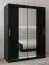 Armoire à portes coulissantes / Penderie Bisaurin 3B avec miroir, Couleur : Noir - Dimensions : 200 x 150 x 62 cm ( H x L x P)