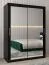 Armoire à portes coulissantes / Penderie Bisaurin 3D avec miroir, Couleur : Noir - Dimensions : 200 x 150 x 62 cm ( H x L x P)