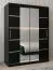 Armoire à portes coulissantes / Penderie Jan 03D avec miroir, Couleur : Noir - Dimensions : 200 x 150 x 62 cm (h x l x p)