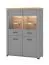 Grande vitrine Banat 05 | 2 portes vitrées | 8 compartiments | Chêne Artisan / Gris graphite / Gris | 143 x 103,5 x 41 cm