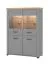 Grande vitrine Banat 05 | 2 portes vitrées | 8 compartiments | Chêne Artisan / Gris graphite / Gris | 143 x 103,5 x 41 cm