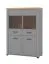 Grande vitrine Banat 05 | 2 portes vitrées | 8 compartiments | Chêne Artisan / Gris graphite / Gris | 143 x 103,5 x 41 cm
