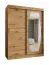 Armoire à portes coulissantes avec une porte miroir Musala 09, Couleur : Chêne Artisan, largeur 1,5 m, cinq casiers, deux tringles à vêtements, rails en aluminium, penderie