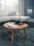Table basse ronde en bois massif d'acacia, Couleur : Acacia / Noir - Dimensions : 40 x 75 x 75 cm (H x L x P), Fait main