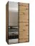 Armoire / Armoire à portes coulissantes | 6 compartiments | Fermeture en douceur | 245,5 x 130 x 64 cm | 2 tringles à vêtements | Couleur : chêne Artisan | Miroir | 2 portes coulissantes