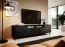 Meuble TV suspendu / Meuble TV Zapopan 117, quatre compartiments, Couleur : Noir, Dimensions : 42 x 180 x 40 cm, un trou pour le câble, Fonction push-to-open, trois portes