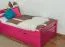 Lit simple / lit d'appoint "Easy Premium Line" K1/2h incl. 2ème couchette et 2 panneaux de recouvrement, 90 x 200 cm bois de hêtre massif verni rose