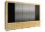Grande 303 cm de large Armoire avec 5 portes, 16 casiers et 6 tiroirs | massif partiel | Couleur: Chêne / Noir | Profondeur: 61 cm Abbildung