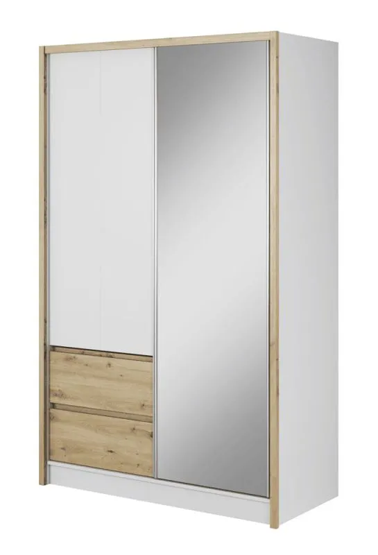 Armoire à portes coulissantes Kirkdale 12 | Blanc & Chêne Artisan | 214 x 134 x 62 cm | Grand espace de rangement
