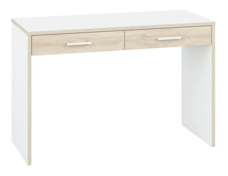Chambre des jeunes - Bureau Forks 07, couleur : chêne / blanc - Dimensions : 79 x 120 x 51 cm (h x l x p), avec 2 tiroirs