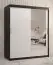 Armoire avec une porte miroir Balmenhorn 35, Couleur : Noir mat / Blanc mat - Dimensions : 200 x 150 x 62 cm (h x l x p), avec cinq casiers