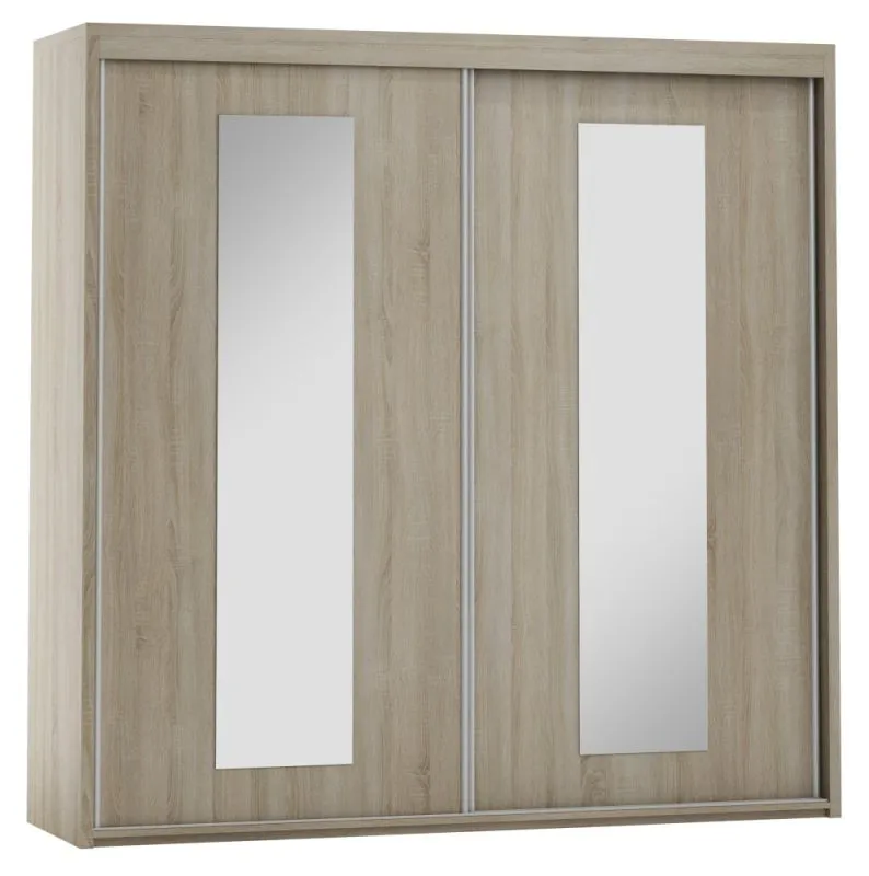 200 cm de large Armoire à portes coulissantes avec 2 portes | 10 casiers | tringle à vêtements | Couleur: Chêne Sonoma Abbildung