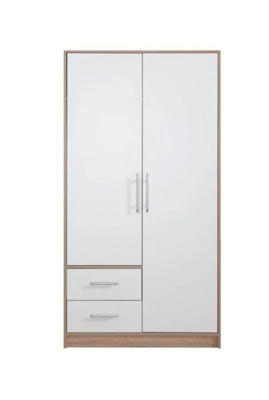 Chambre à coucher - Armoire, Couleur: Blanc / Chêne - Dimensions: 190 x 100 x 56 cm (H x L x P) Abbildung
