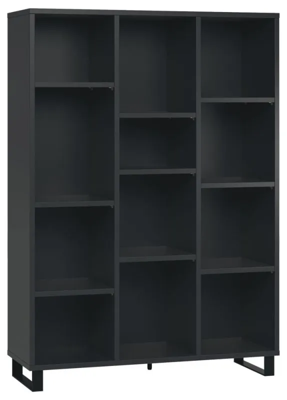 Bibliothèque Chiflero 24 noire | 158 x 112 x 38 cm | Design moderne et finition Soft Touch