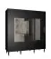 Armoire à portes coulissantes avec miroir Jotunheimen 286, couleur : noir - Dimensions : 208 x 200,5 x 62 cm (H x L x P)