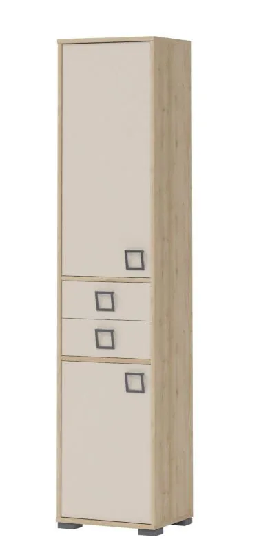 Armoire enfant Benjamin 25 | Design hêtre et crème | 198 x 44 x 37 cm | Soft Close | Pieds réglables