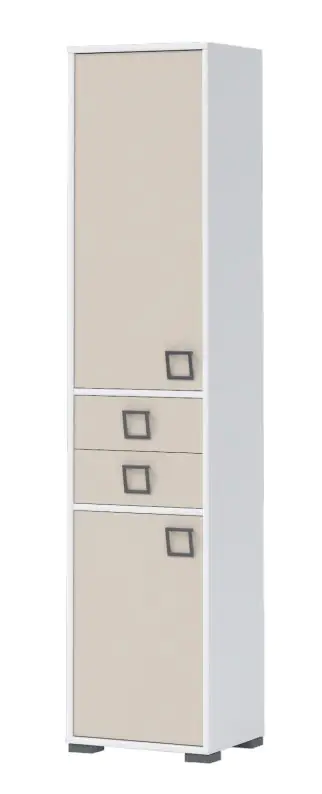 Armoire 25, couleur : blanc / crème - Dimensions : 198 x 44 x 37 cm (H x L x P)