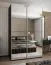 Armoire / Armoire à portes coulissantes | 245,5 x 160 x 64 cm | Fermeture en douceur | 2 tringles à vêtements | 11 compartiments | Couleur : noir | 2 portes coulissantes | Miroir