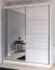 Armoire penderie coulissante avec miroir blanc Gorski 01 | 218 x 183 x 61 cm | 2 portes | 6 compartiments | Poignées aluminium