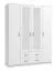 Armoire neutre avec deux tiroirs Kovin 03, Couleur : Blanc, deux portes miroir, une tringle à vêtements, dimensions : 205 x 160 x 52 cm, pour chambre à coucher