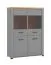 Grande vitrine Banat 05 | 2 portes vitrées | 8 compartiments | Chêne Artisan / Gris graphite / Gris | 143 x 103,5 x 41 cm