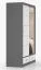 Armoire à portes coulissantes / Penderie avec miroir / Blanc / Gris / Lusatian 06 / 218 x 150 x 61 cm / 2 portes / 2 tiroirs / 6 compartiments / Beaucoup d'espace de rangement