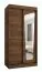 Armoire à portes coulissantes / Penderie à vêtements / Couleur : Noyer / Cinq casiers / Une porte miroir / 1 mètre de large / Deux tringles à vêtements / Rails en aluminium