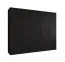 Armoire à portes battantes / Penderie avec cinq portes Korab 39, Couleur : Noir, largeur 2,5 mètres, Poignées : Noir, trois tringles à vêtements, fonction Soft-Close